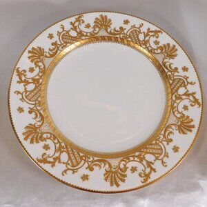 White Minton Dinner Plate with Raised Gold Trim #  24825